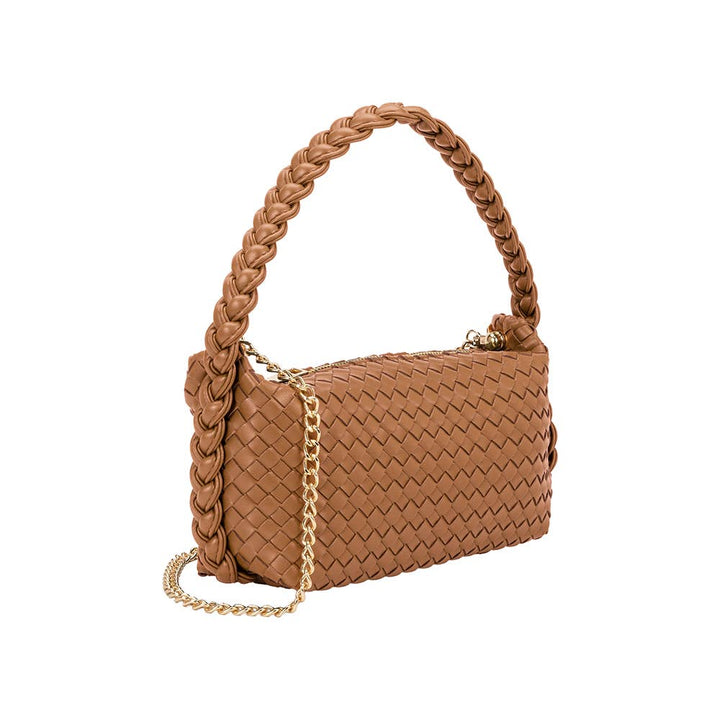 Melie Bianco Alma Tan handle bag made from recycled vegan material