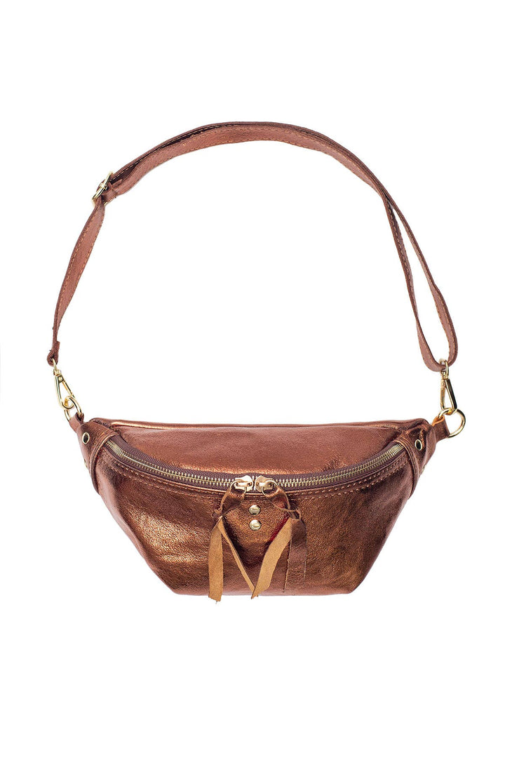 Nelly leather bag in bronze