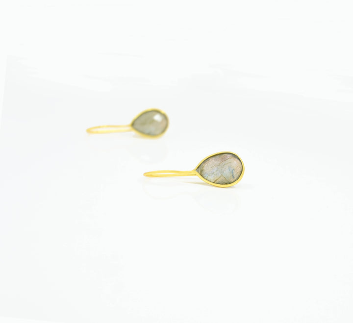 Teardrop Labradorite Gold Earring