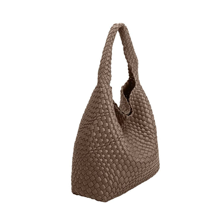 Melie Bianco Johanna large shoulder bag made from recycled vegan material in Stone