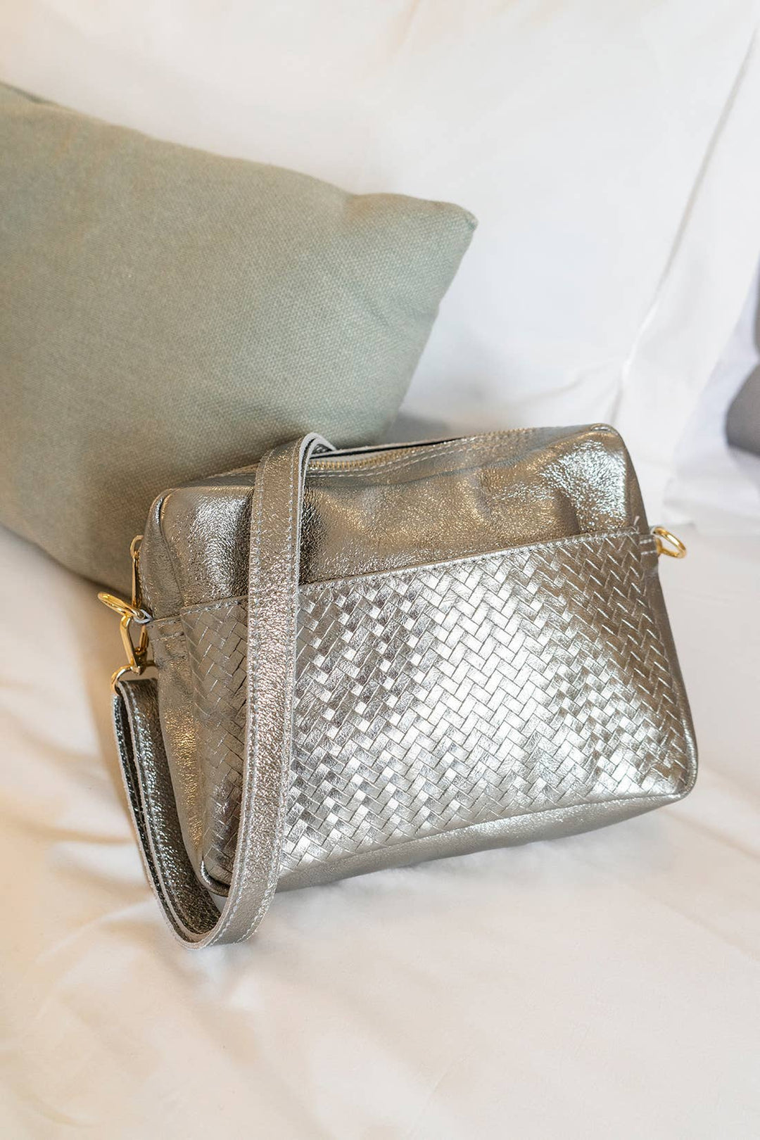 Tea Leather Bag Silver