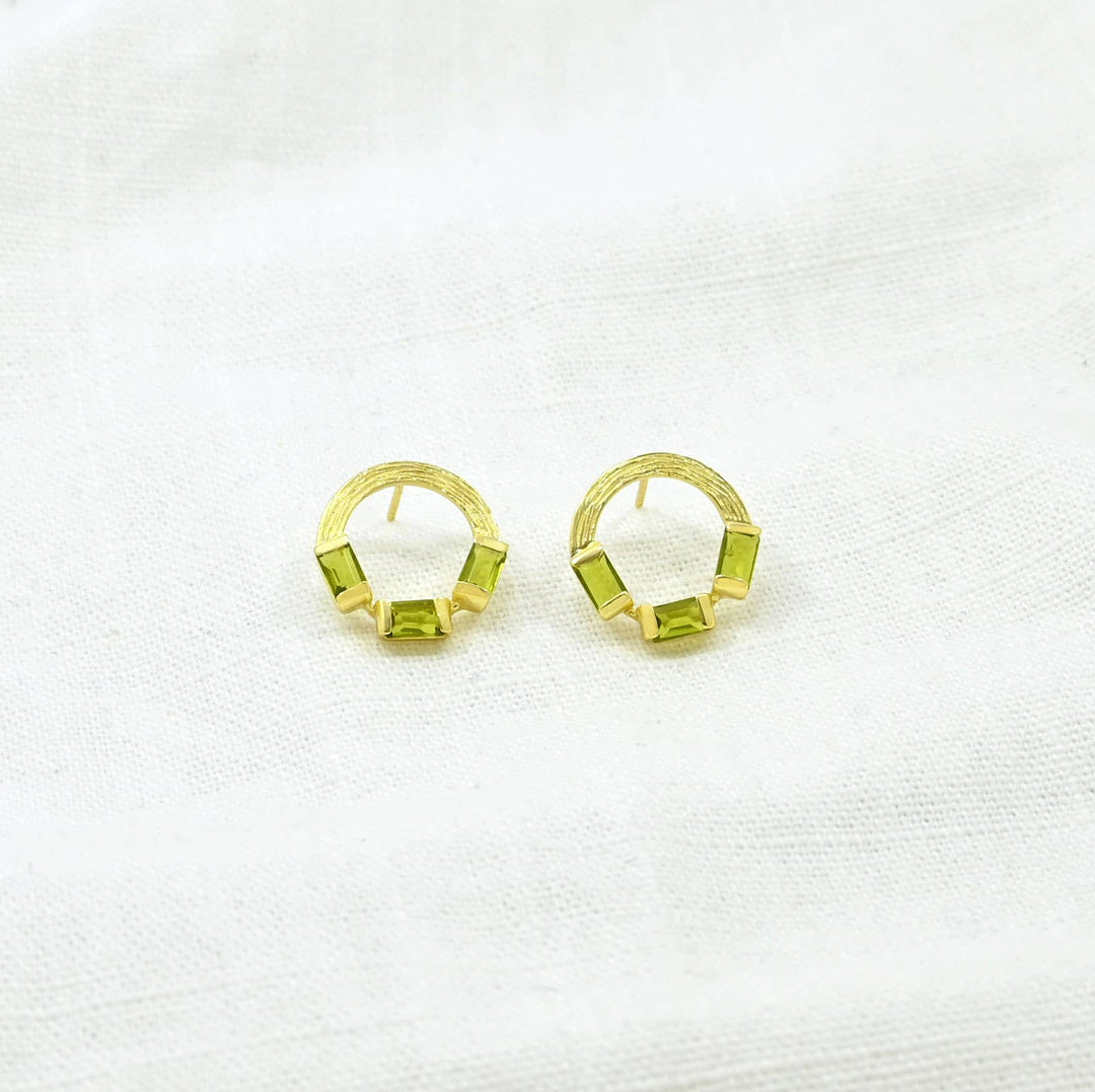 Kendall Stud Earrings Gold - Green Tourmaline