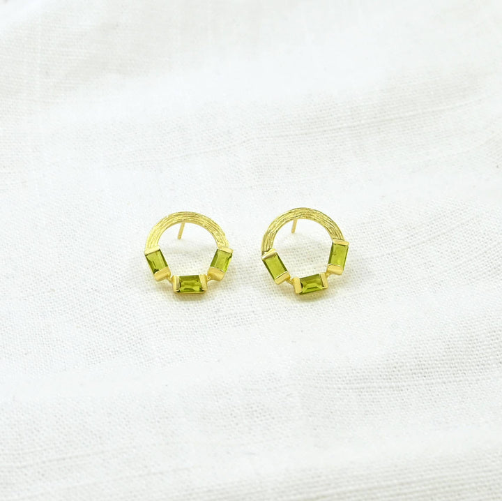 Kendall Stud Earrings Gold - Green Tourmaline