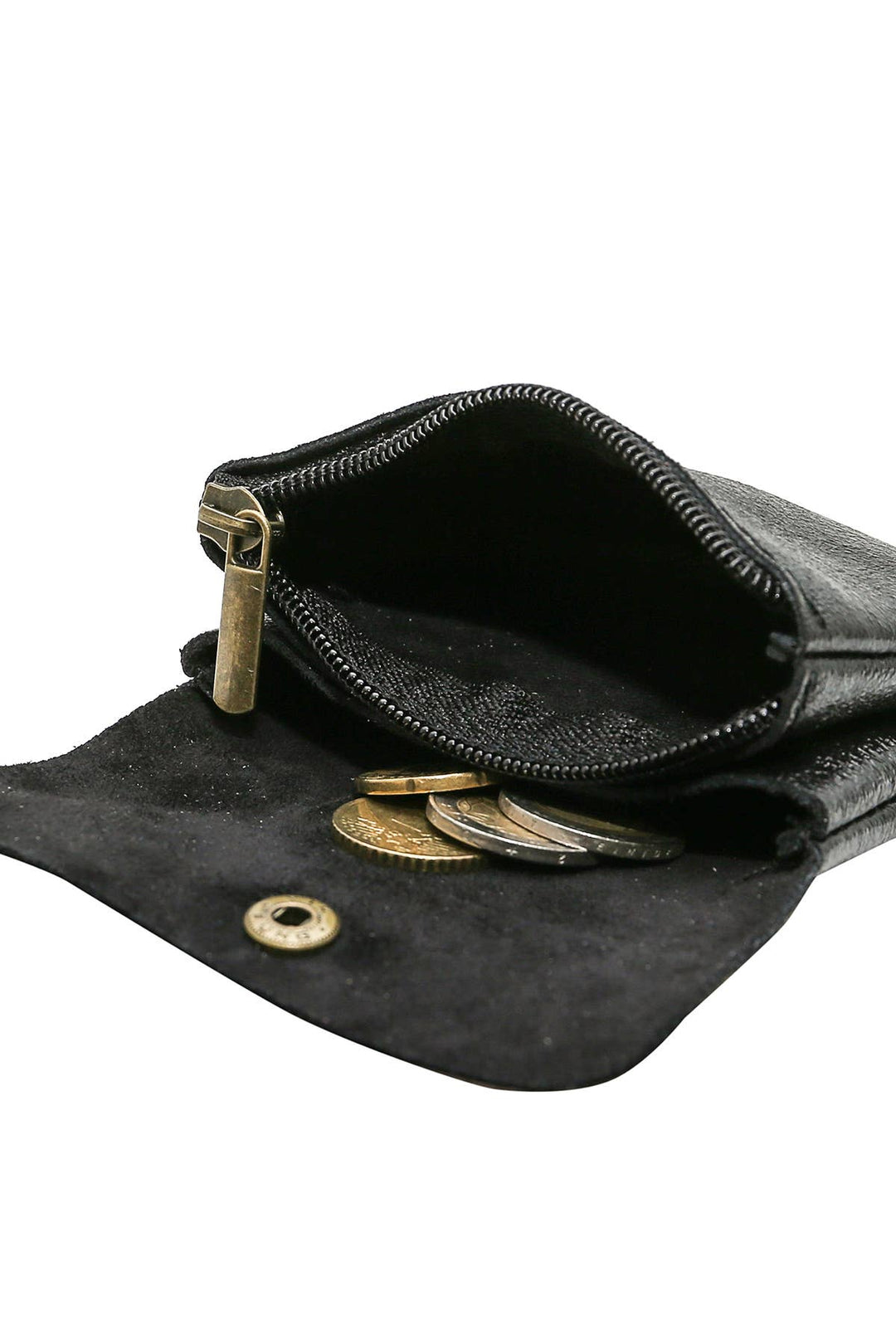 Luce small leather wallet Black metal