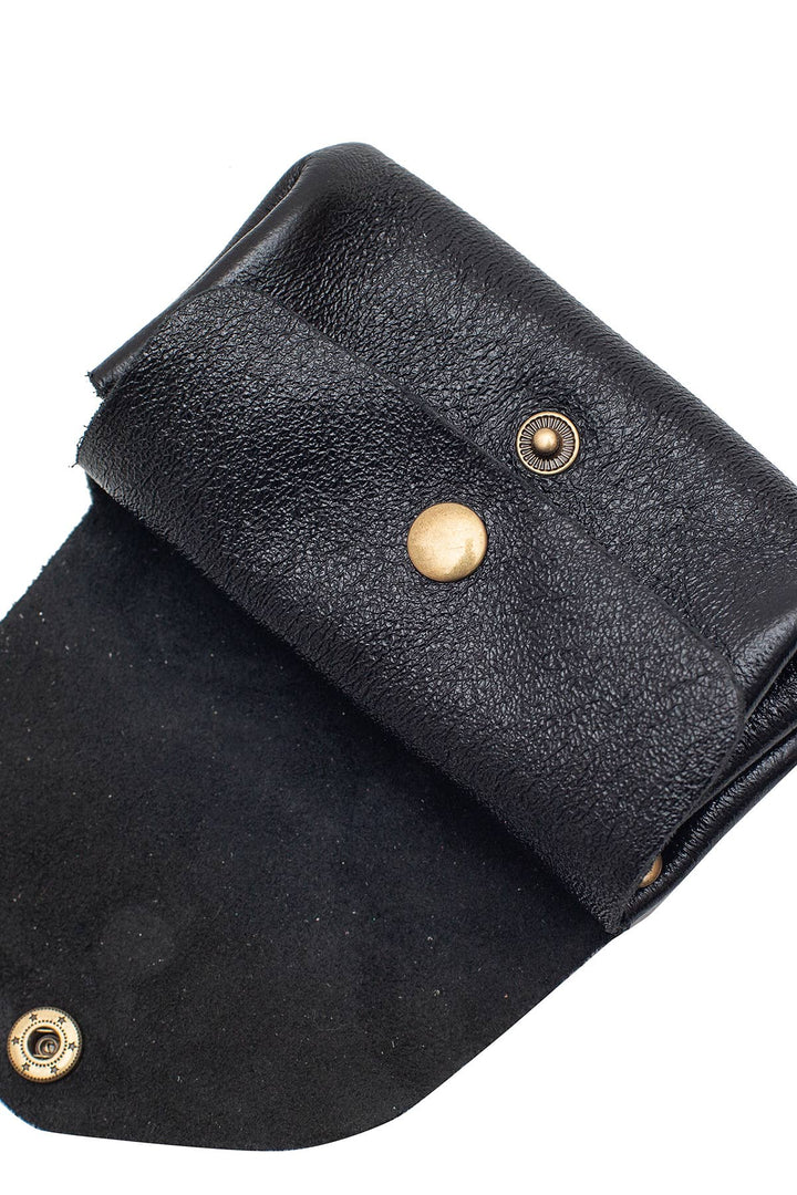 Suzie small leather wallet black metal