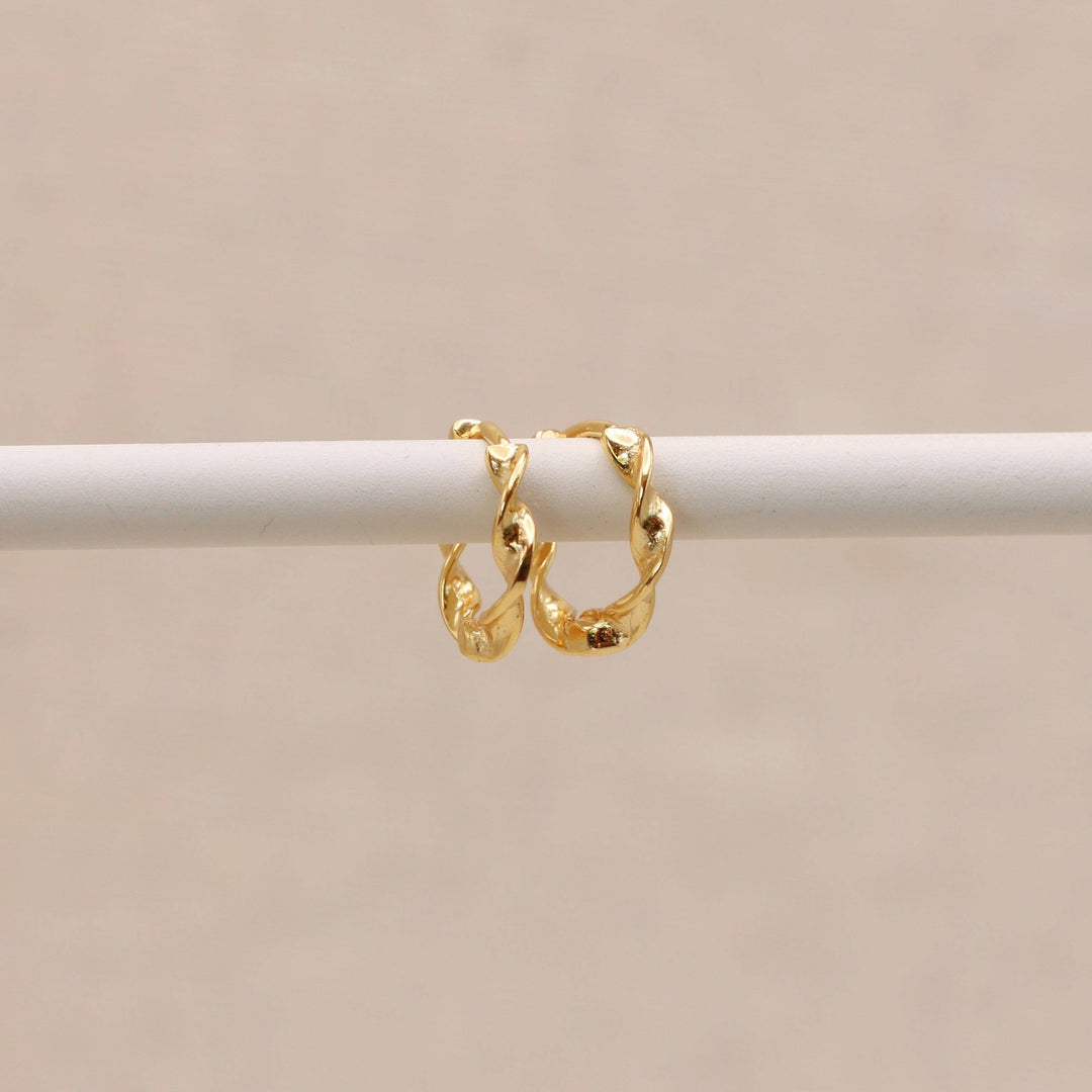 Twisted Gold Huggie Hoops