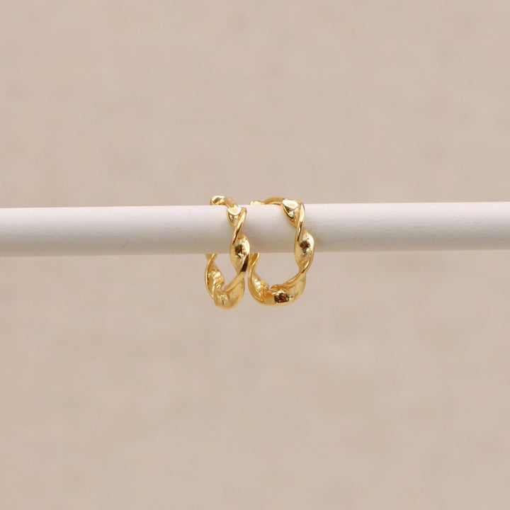 Twisted Gold Huggie Hoops