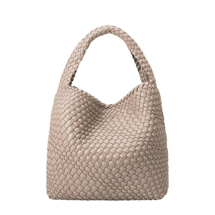 Melie Bianco Johanna large shoulder bag made from recycled vegan material in taupe