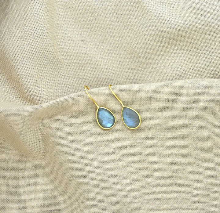 Teardrop Labradorite Gold Earring