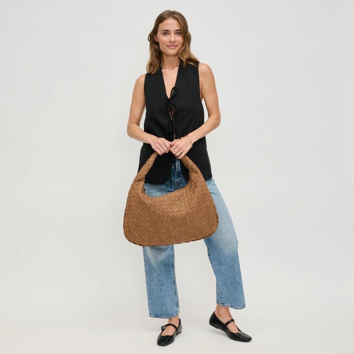 Valeria Hobo shoulder bag made of vegan material in nutmeg