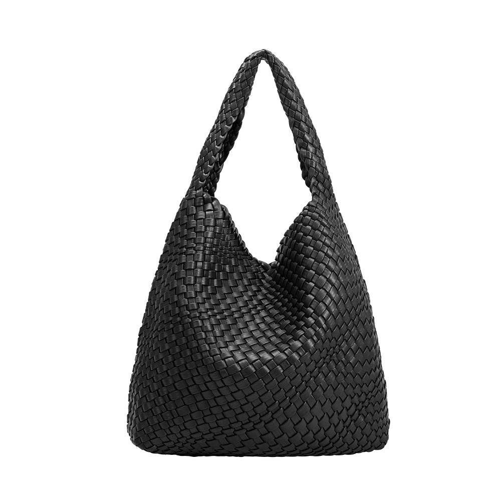 Melie Bianco Johanna large shoulder bag made from recycled vegan material in Black