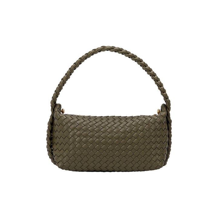 Melie Bianco Alma Olive handle bag made from recycled vegan material