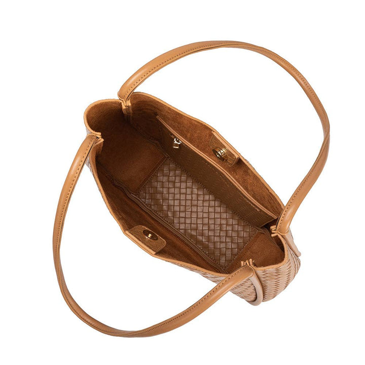 Melie Bianco Mischa Medium shoulder bag made from recycled vegan material in tan