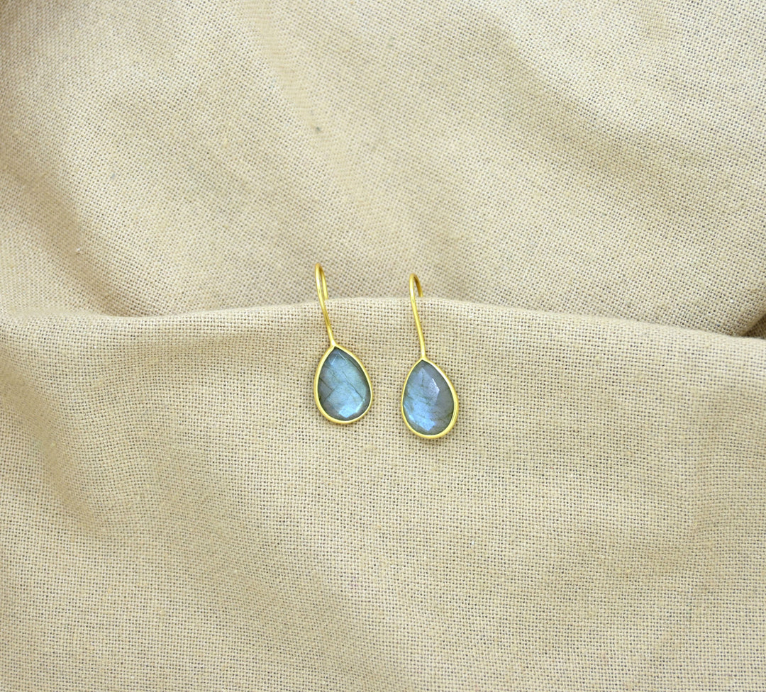 Teardrop Labradorite Gold Earring