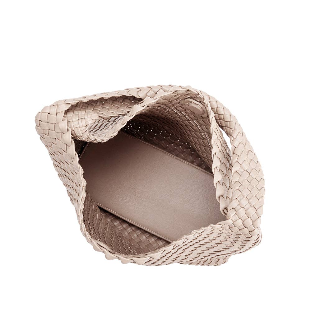 Melie Bianco Johanna large shoulder bag made from recycled vegan material in ivory