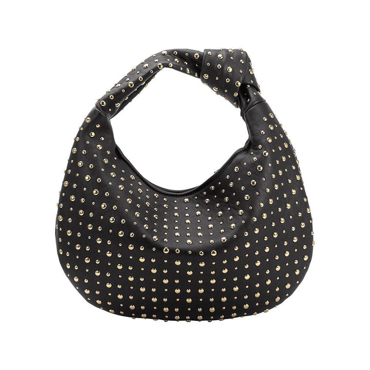 Brigitte large shoulder bag with rivets in black