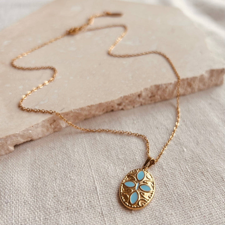 Turquoise enamel necklace