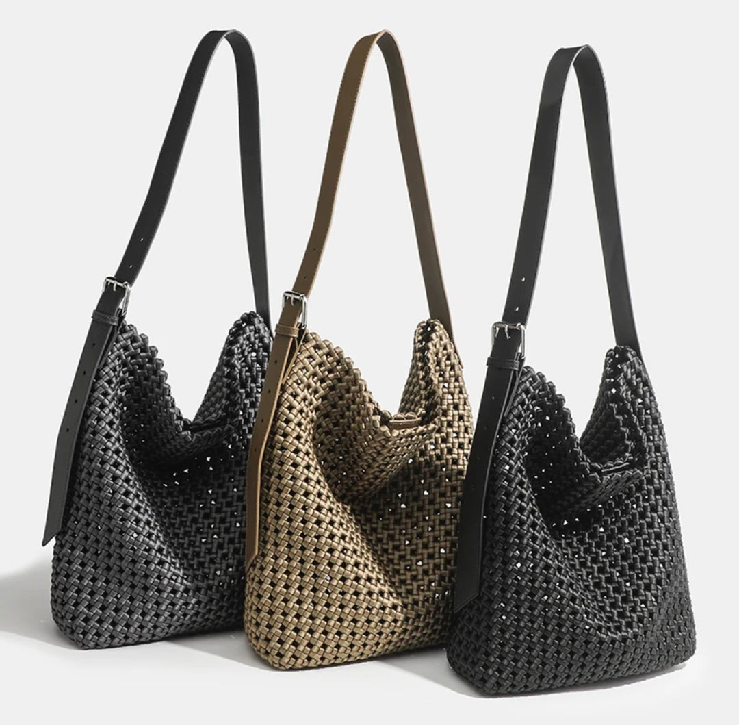 Dara woven shoulder bag in grey