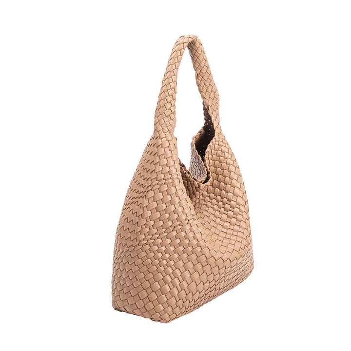 Melie Bianco Johanna large shoulder bag made from recycled vegan material in nude