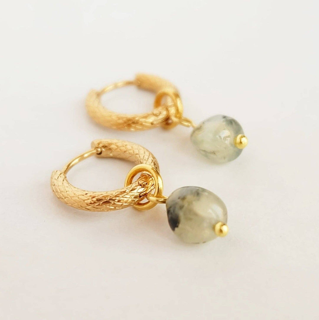 Luce hoop earrings with prehnite gemstone