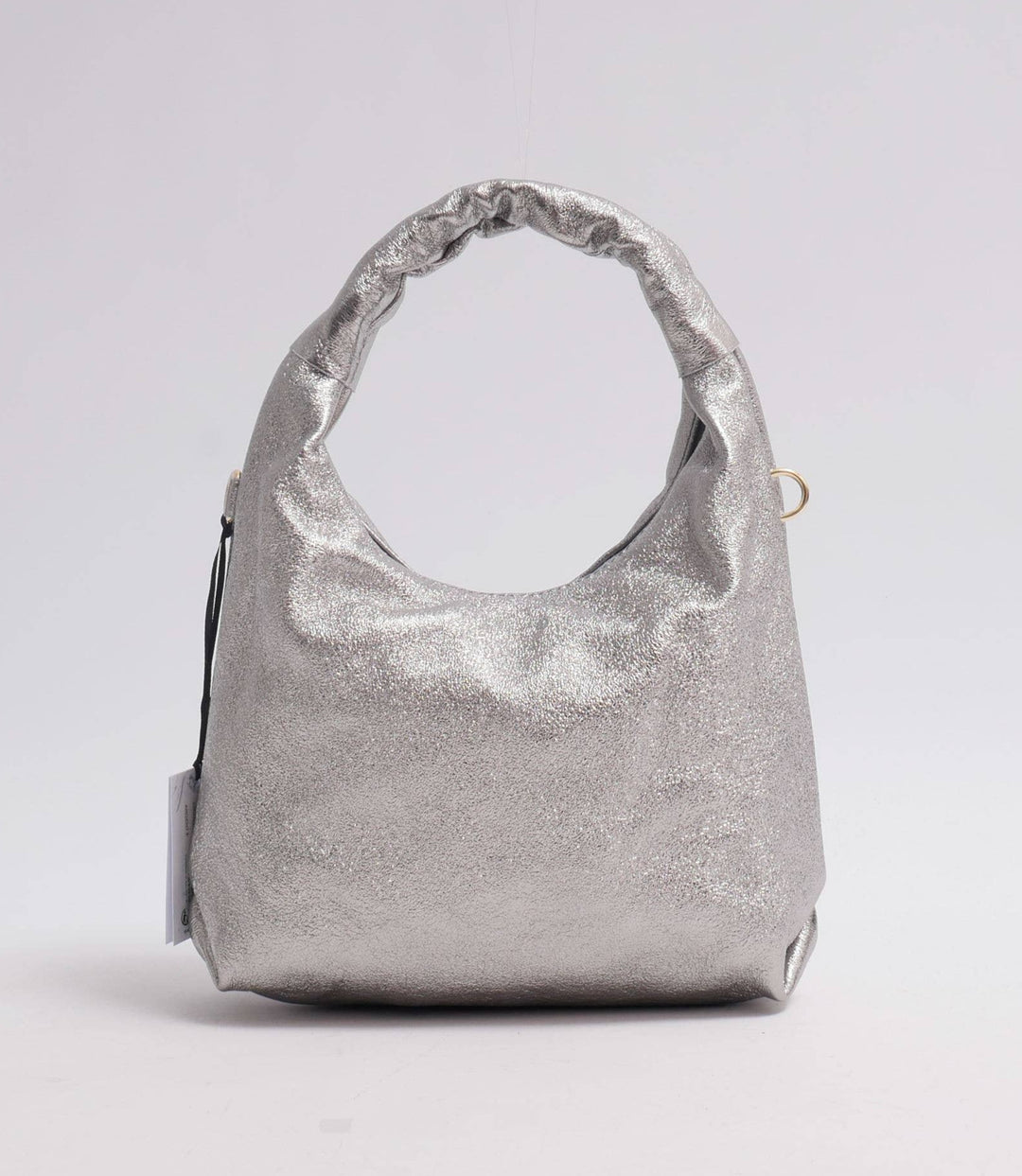 Annie Glänzende Lederhandtasche in Silber