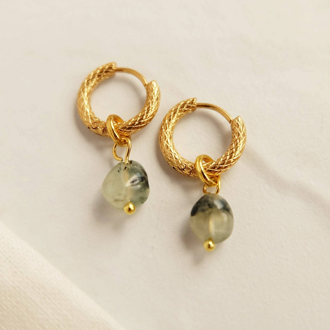 Luce hoop earrings with prehnite gemstone