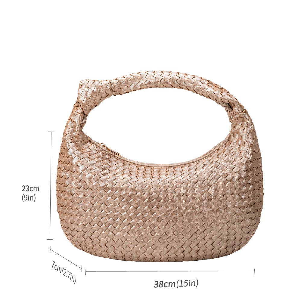 Melie Bianco Brigitte Large Shoulder Bag in Natural Raffia in Black