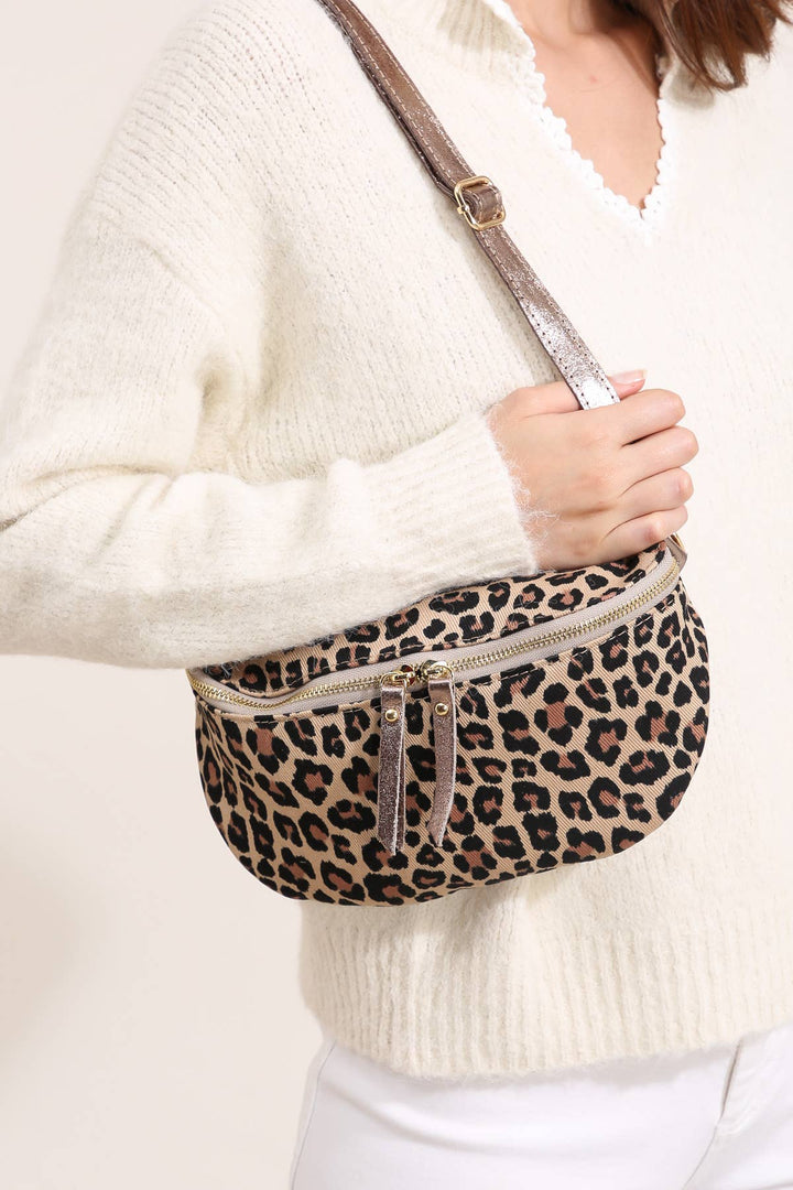 Ella Taupe Leopard Belt Bag