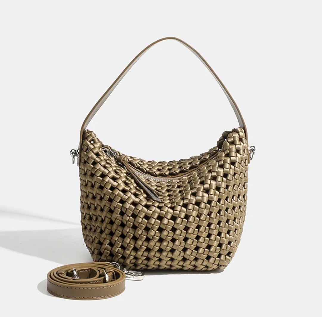 Vina braided crossbody bag in khaki