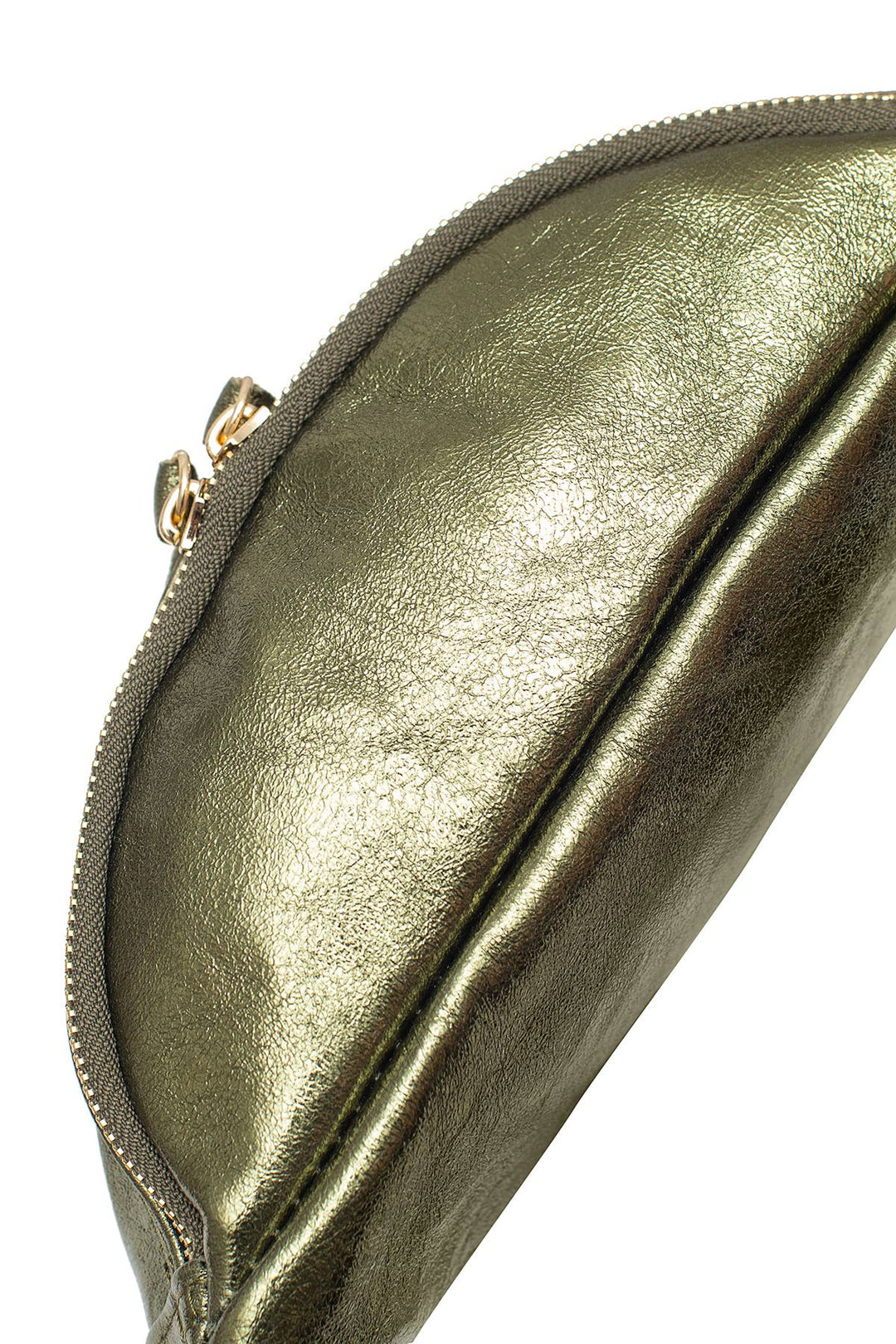 Nelly leather bag in khaki metal