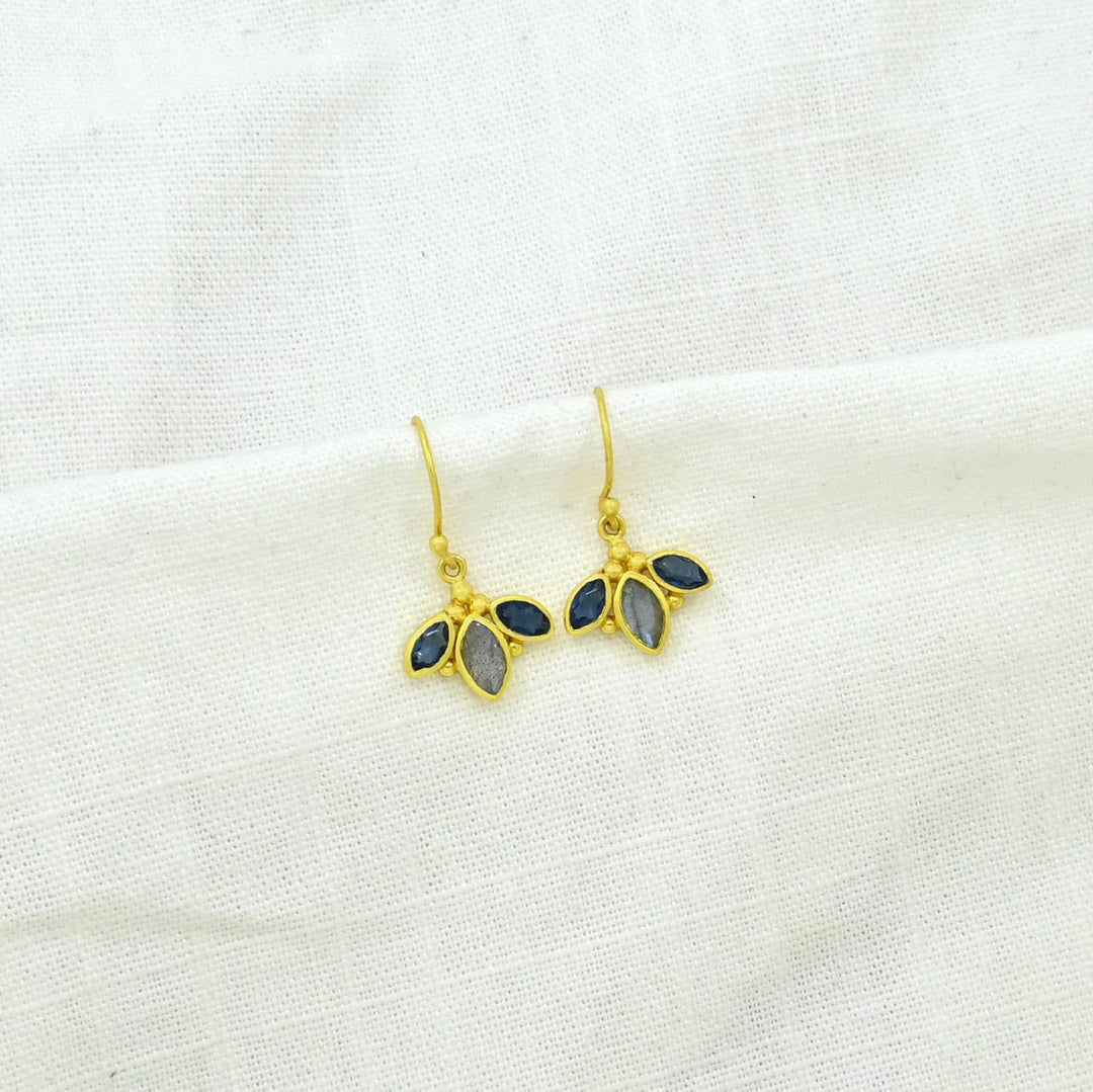 Mina stud earrings gold silver 925 - labradorite &amp; iolite