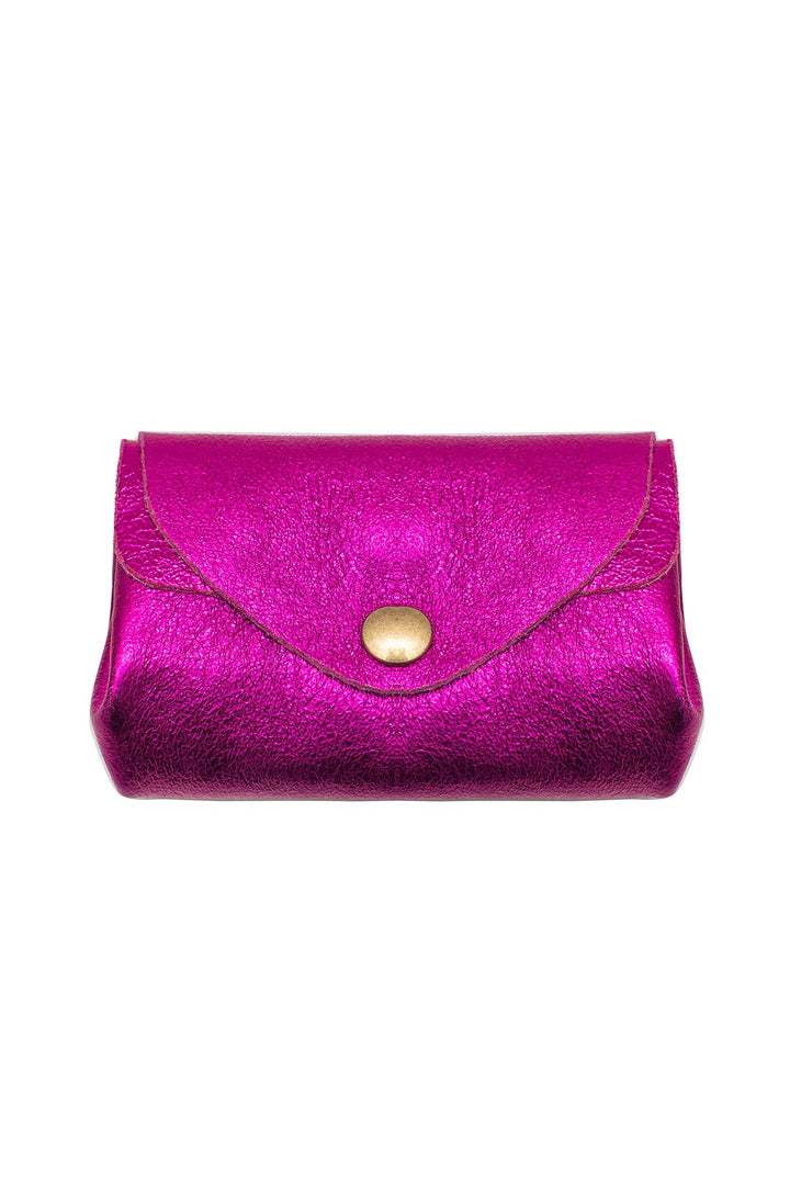 Suzie small leather wallet fuchsia metal