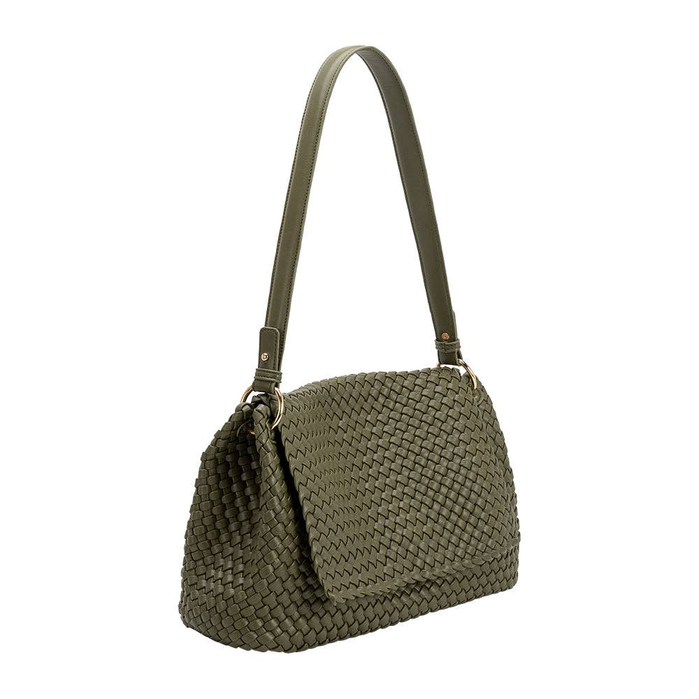 Melie Bianco Natalia Olive recycled vegan shoulder bag