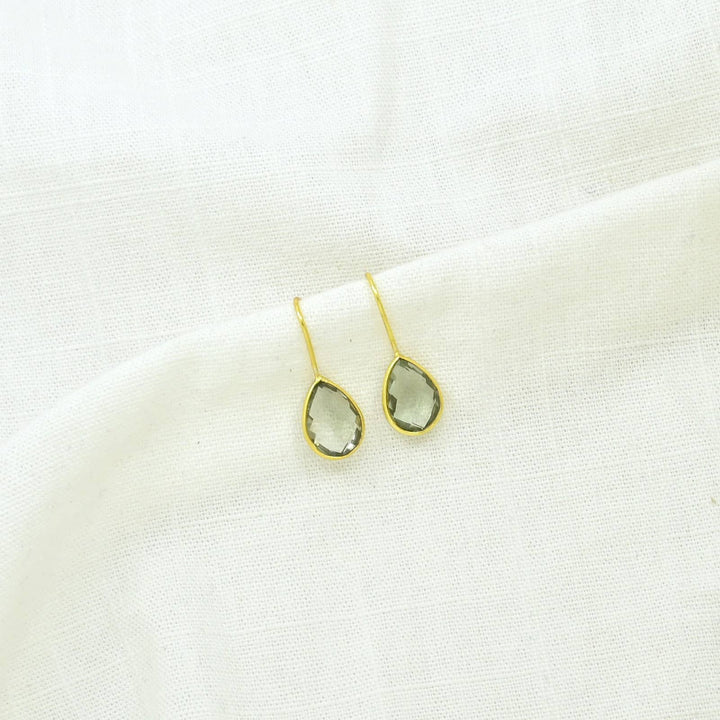 Teardrop Green Amethyst Gold Earring