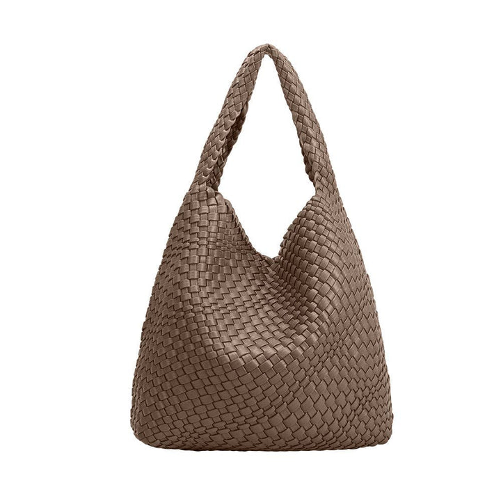 Melie Bianco Johanna large shoulder bag made from recycled vegan material in Stone