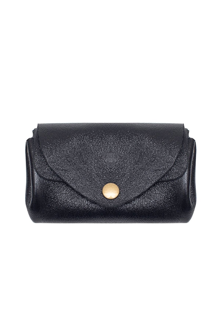 Suzie small leather wallet black metal