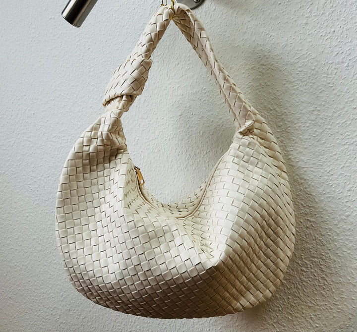 Lou shoulder bag made from recycled vegan material in ivory