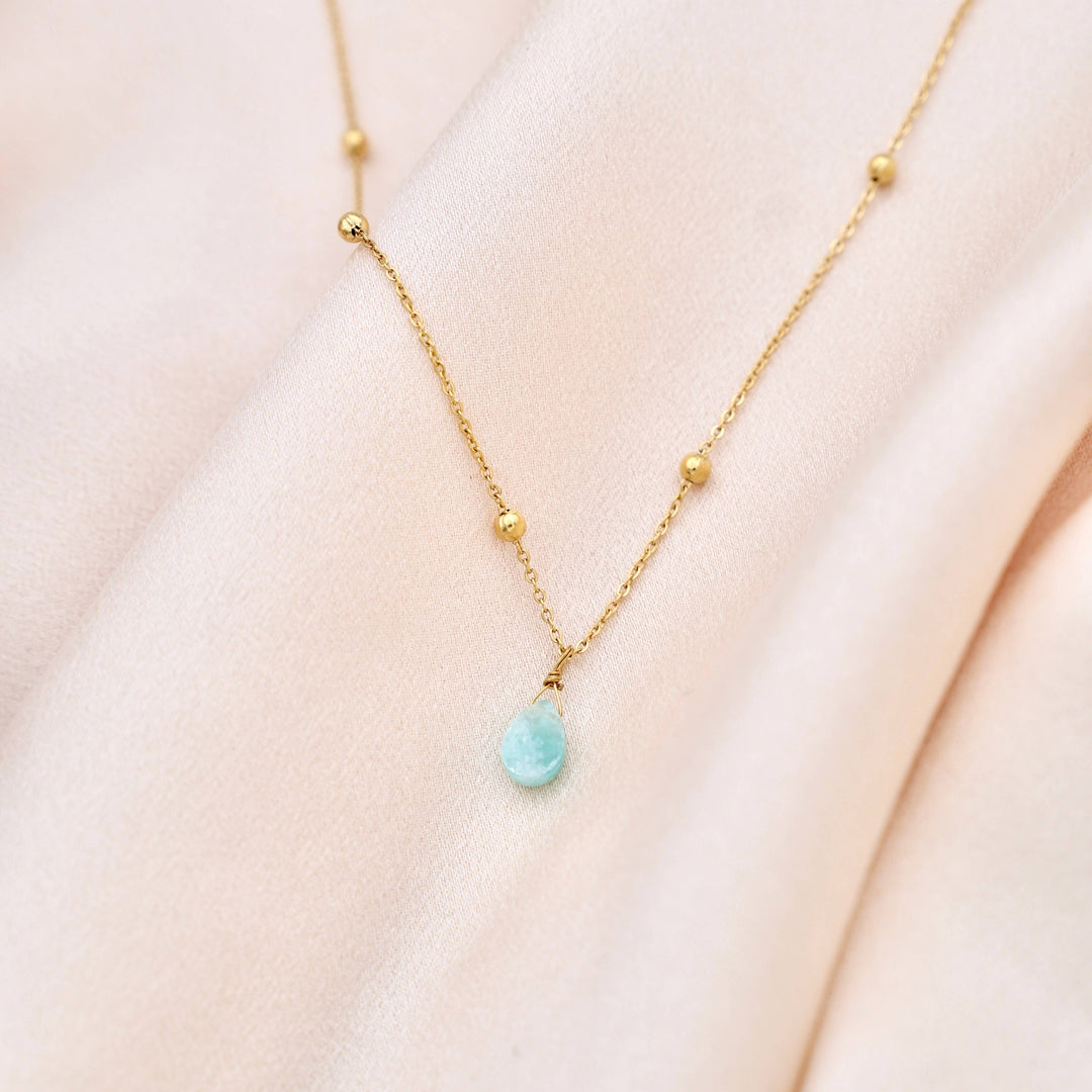 Emelie fine turquoise blue necklace with amazonite stone pendant