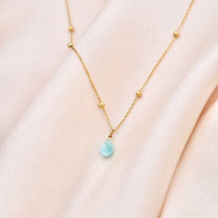 Emelie fine turquoise blue necklace with amazonite stone pendant