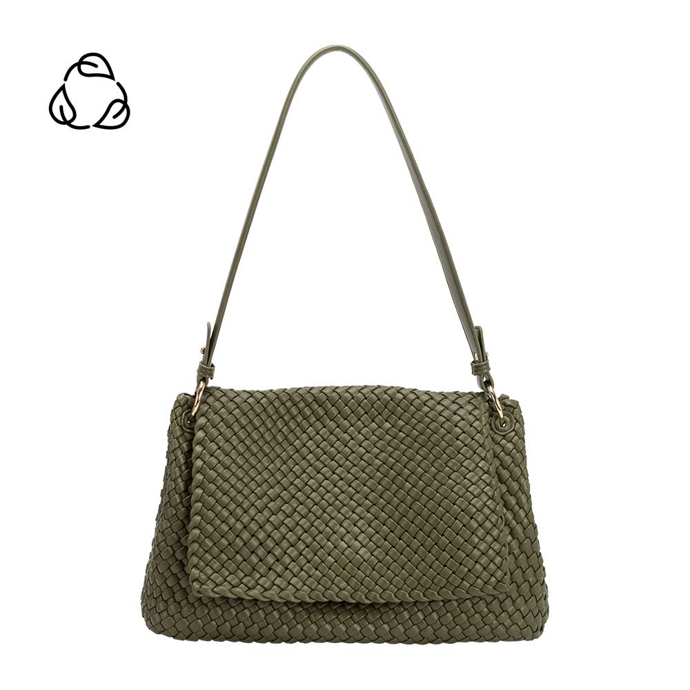 Melie Bianco Natalia Olive recycled vegan shoulder bag