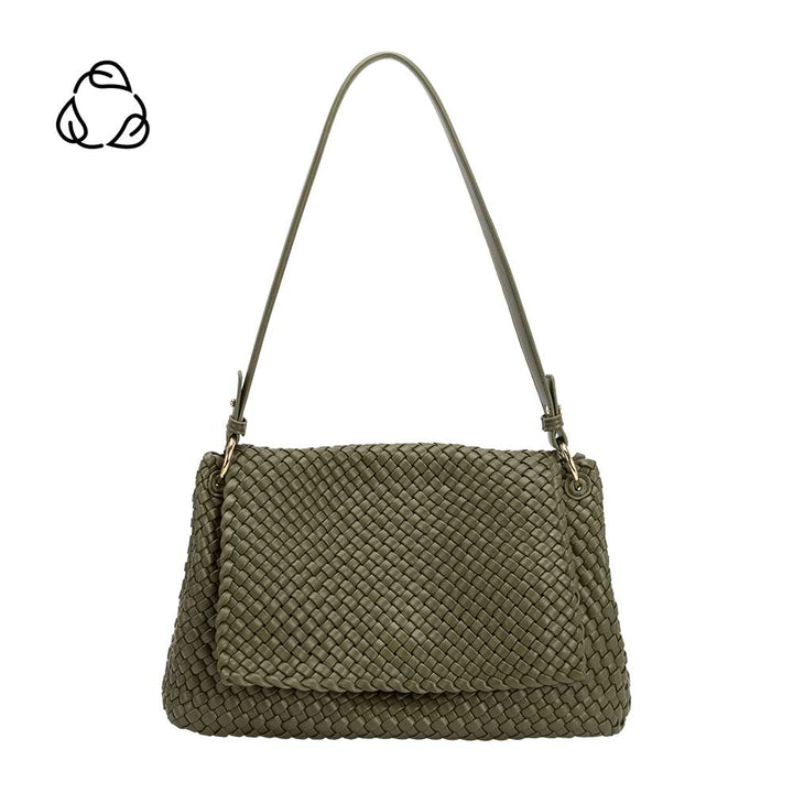 Melie Bianco Natalia Olive recycled vegan shoulder bag