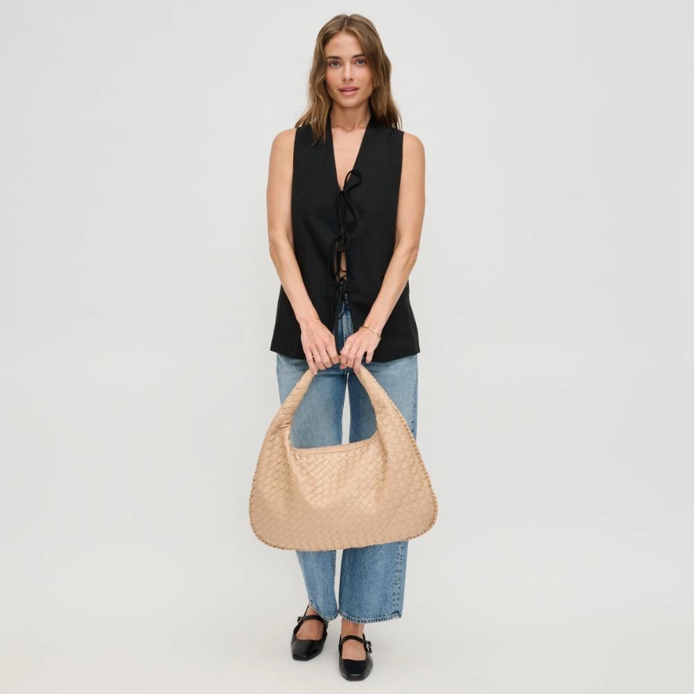 Valeria Hobo shoulder bag made of vegan material in nude