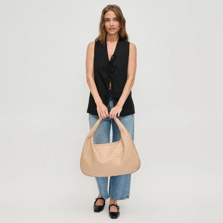 Valeria Hobo shoulder bag made of vegan material in nude