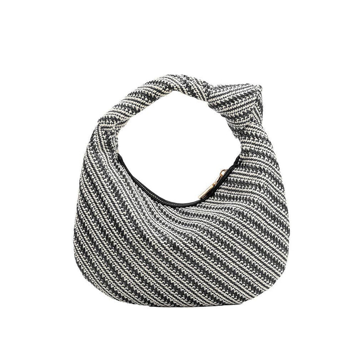 Melie Bianco Kleine Drew Henkeltasche in Natural Raffia Black