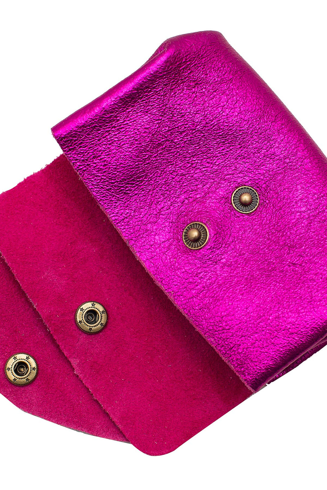 Suzie small leather wallet fuchsia metal