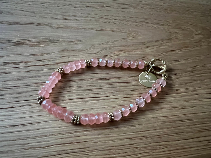 Pink Sand Rose Quartz Summer Gold Bracelet 