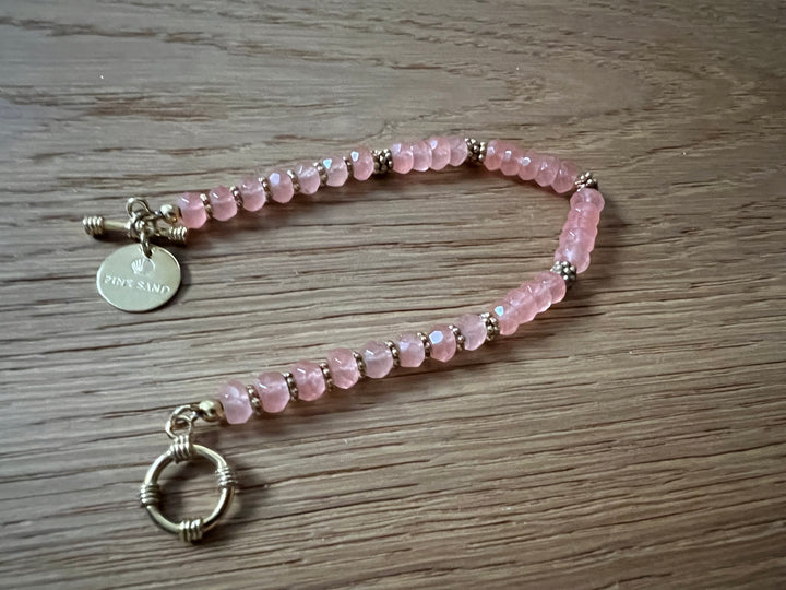 Pink Sand Rose Quartz Summer Gold Bracelet 