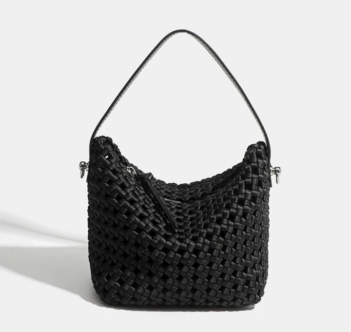 Vina geflochtene Crossbodytasche in Schwarz