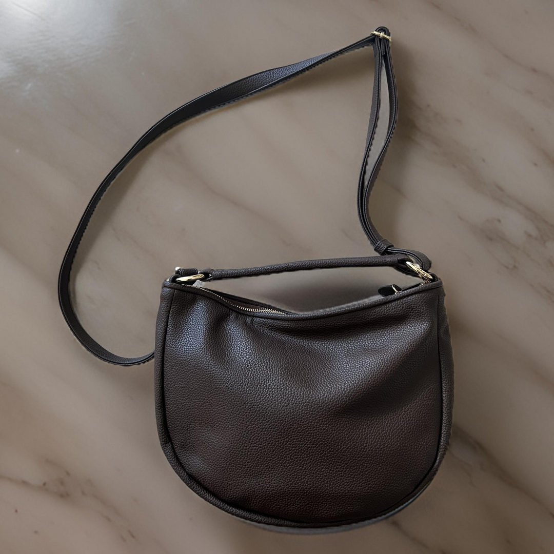 Elin crossbody bag made from recycled vegan material in espresso