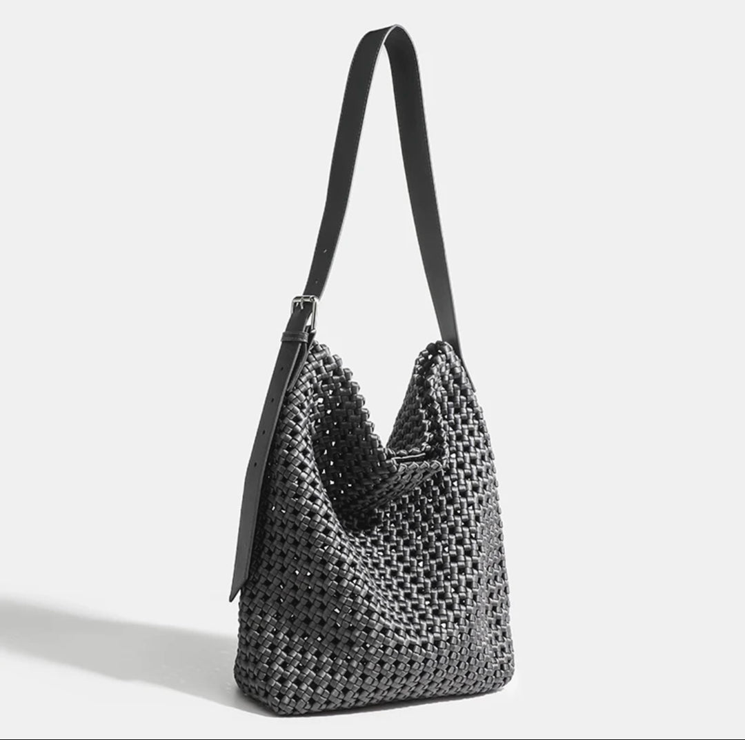 Dara woven shoulder bag in grey